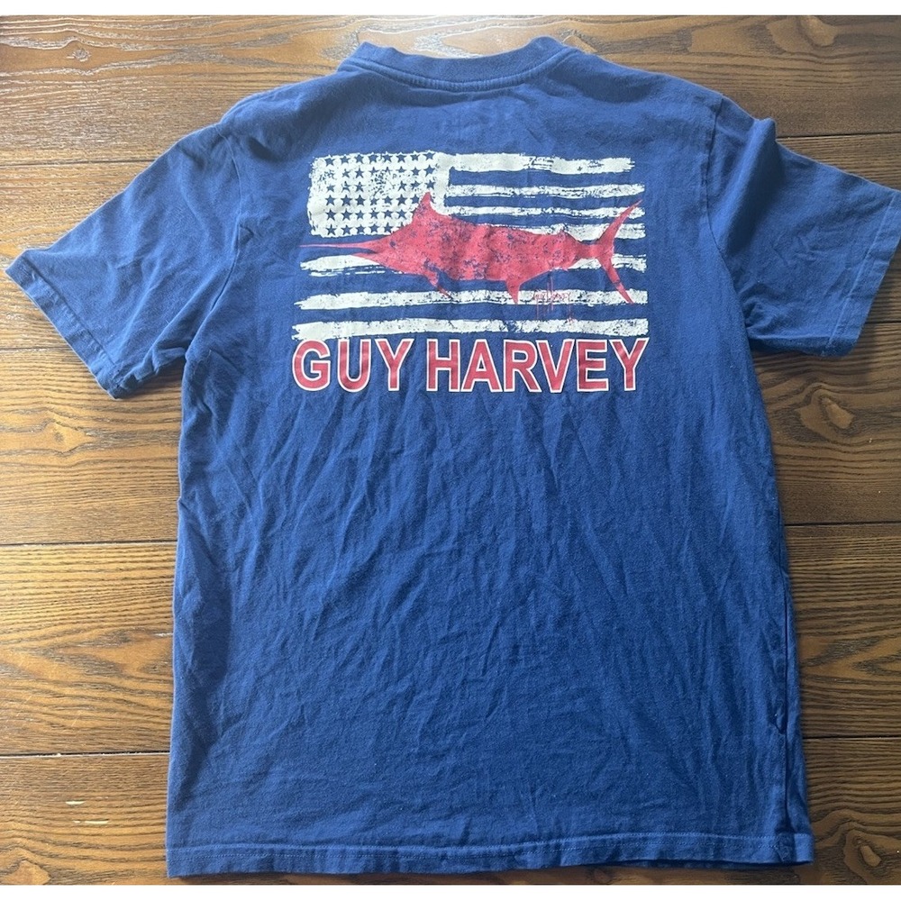 Guy Harvey Shirt Mens Small Blue Pocket US Navy Graphic Tee